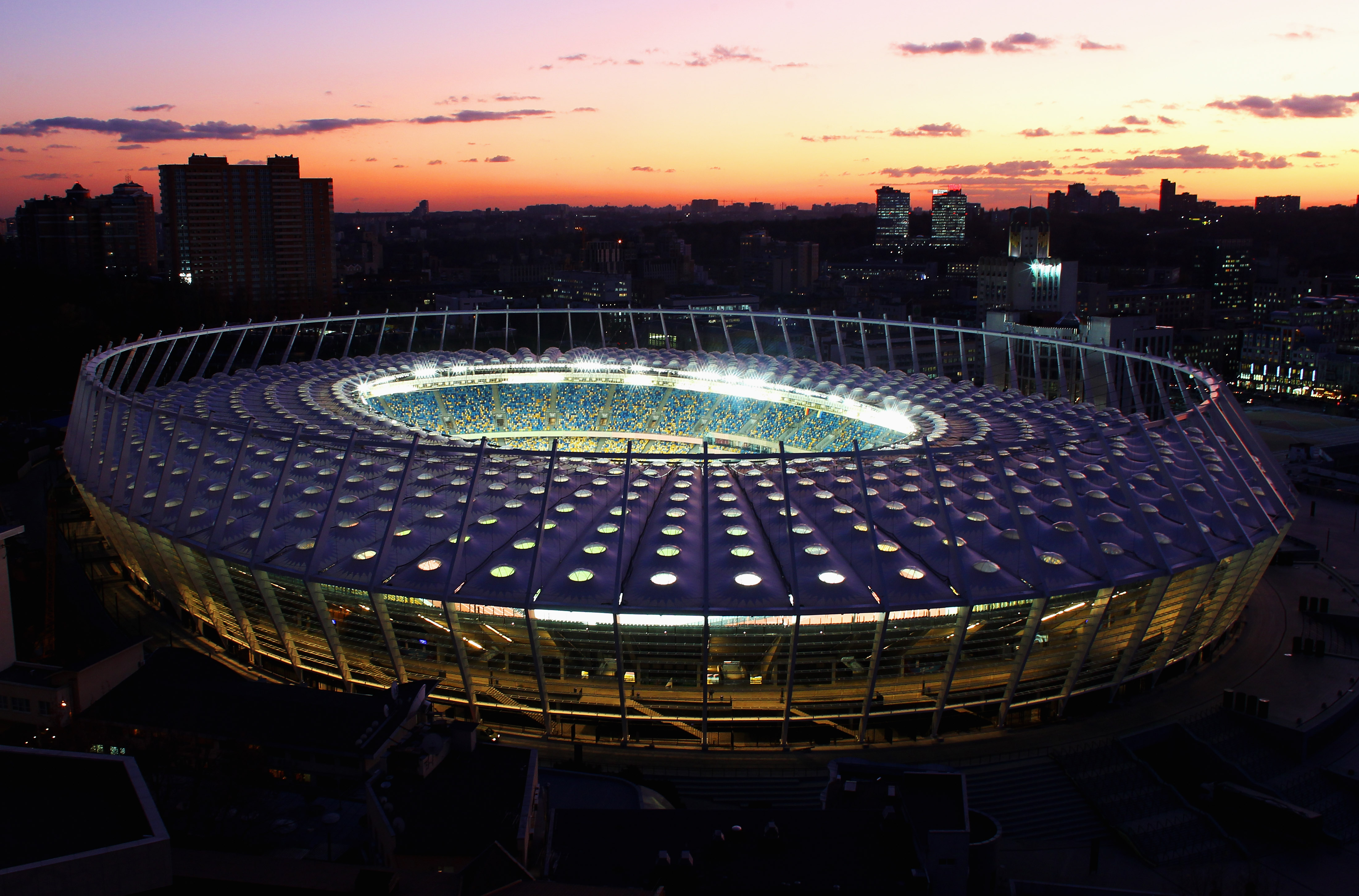 KIEV, UKRAINE - NOVEMBER 09:  General view of the Olympic Stadium on November 9, 2011 in Kiev, Ukraine.  (Photo by Joern Pollex/Getty Images)