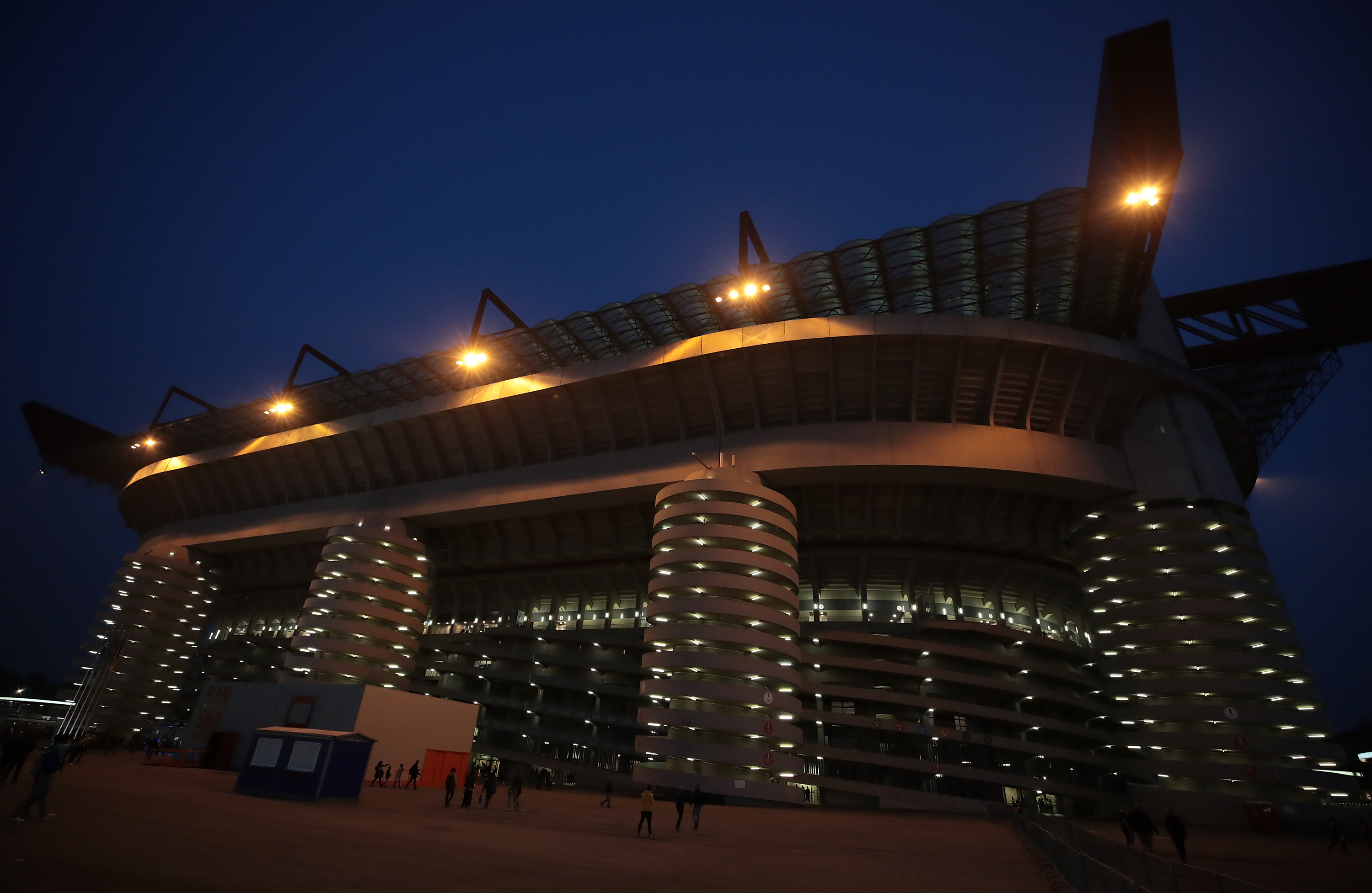 MILAN, ITALY - OCTOBER 23:  A general view outside the stadium prior to the UEFA Champions League group F match between FC Internazionale and Borussia Dortmund at Giuseppe Meazza Stadium on October 23, 2019 in Milan, Italy.  (Photo by Emilio Andreoli/Getty Images)
