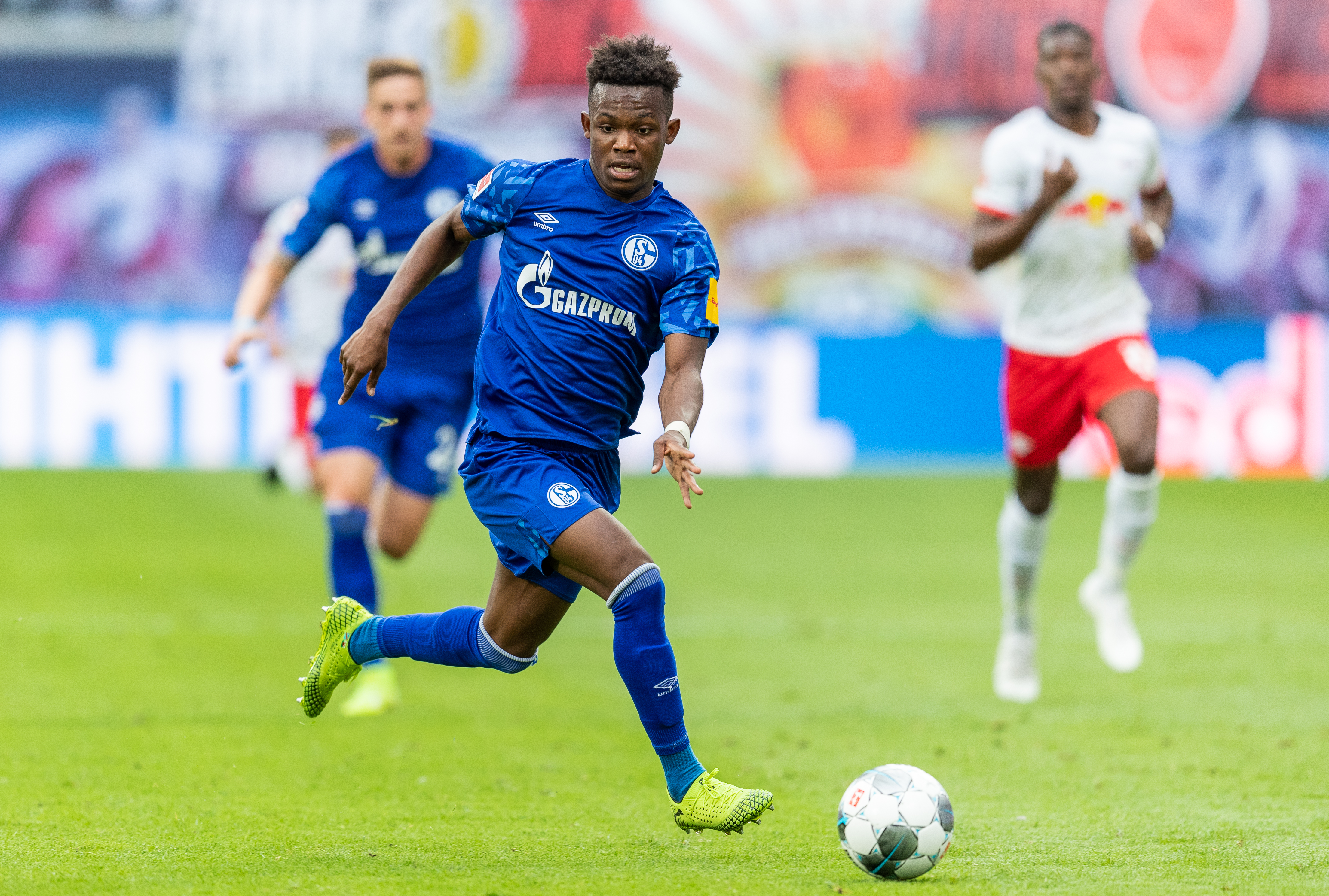 LEIPZIG, GERMANY - SEPTEMBER 28: Rabbi Matondo Baba of VfL Wolfsburg runs with the ball during the Bundesliga match between RB Leipzig and FC Schalke 04 at Red Bull Arena on September 28, 2019 in Leipzig, Germany. (Photo by Boris Streubel/Bongarts/Getty Images)