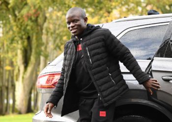 France's midfielder N'Golo Kante arrives at the French national football team training base in Clairefontaine en Yvelines on November 11, 2019, as part of the team's preparation for the upcoming qualification Euro-2020 football matches against Moladavia and  Albania. (Photo by FRANCK FIFE / AFP) (Photo by FRANCK FIFE/AFP via Getty Images)