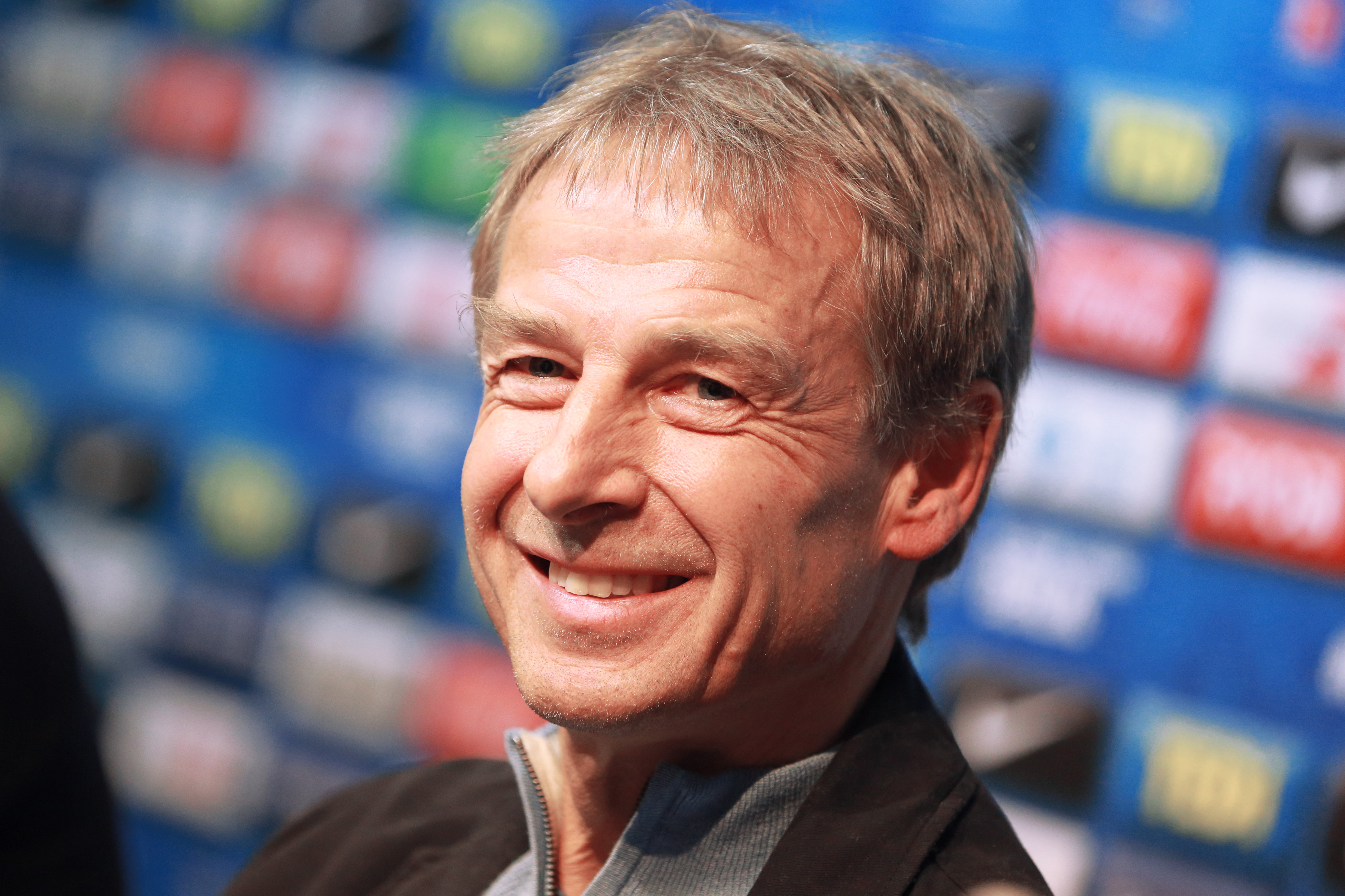 BERLIN, GERMANY - NOVEMBER 27: Juergen Klinsmann, newly appointed head coach of Hertha BSC Berlin, smiles during a press conference on November 27, 2019 in Berlin, Germany. (Photo by Christian Marquardt/Bongarts/Getty Images)