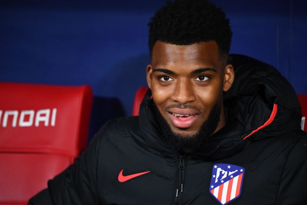 Atletico Madrid's French midfielder Thomas Lemar sits on the bench before the Spanish league football match between Club Atletico de Madrid and FC Barcelona at the Wanda Metropolitano stadium in Madrid, on December 1, 2019. (Photo by GABRIEL BOUYS / AFP) (Photo by GABRIEL BOUYS/AFP via Getty Images)