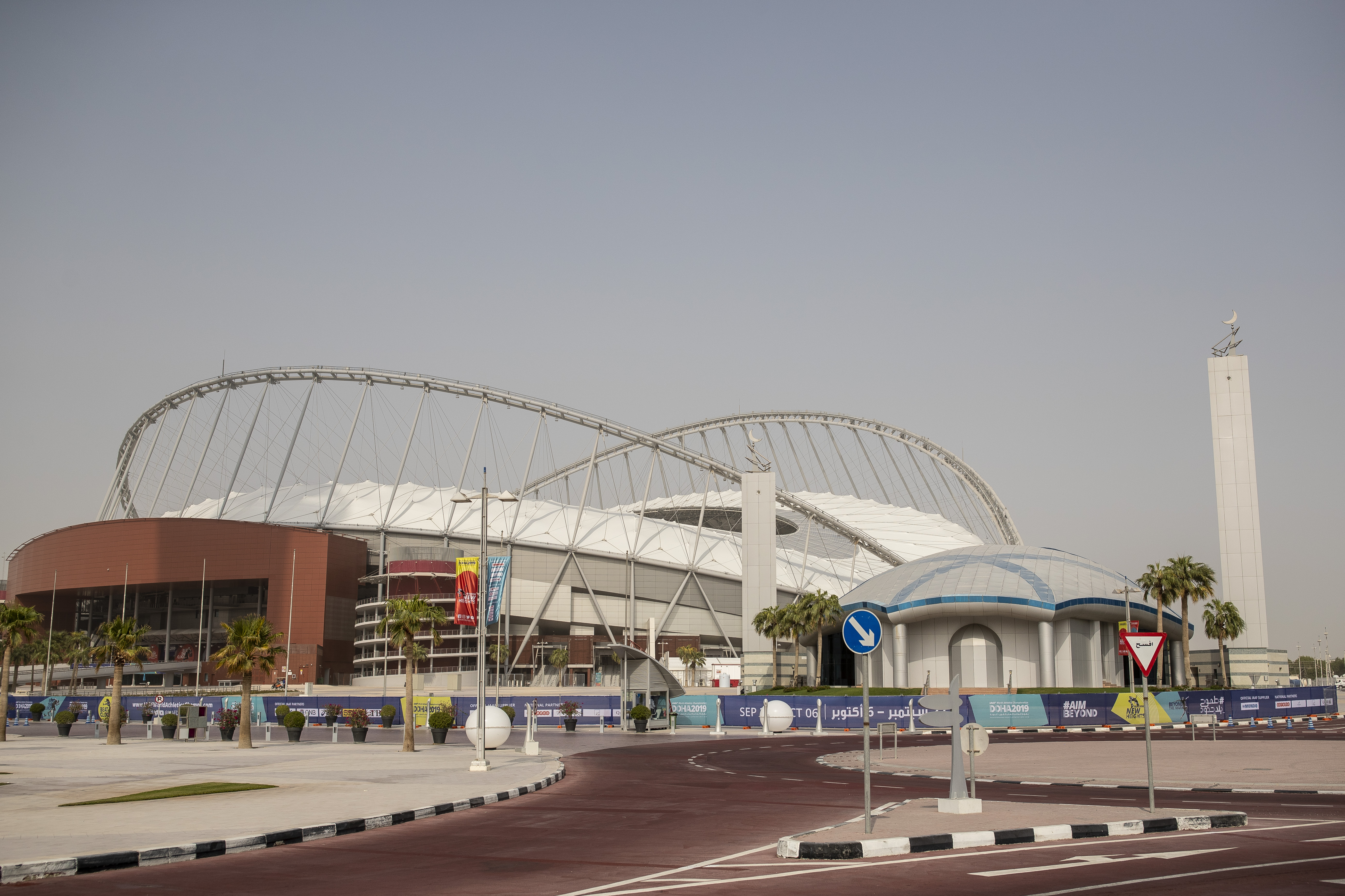 DOHA, QATAR - SEPTEMBER 25: General view of the Stadium prior to the 17th IAAF World Athletics Championships Doha 2019 at Khalifa International Stadium on September 25, 2019 in Doha, Qatar. (Photo by Maja Hitij/Getty Images)