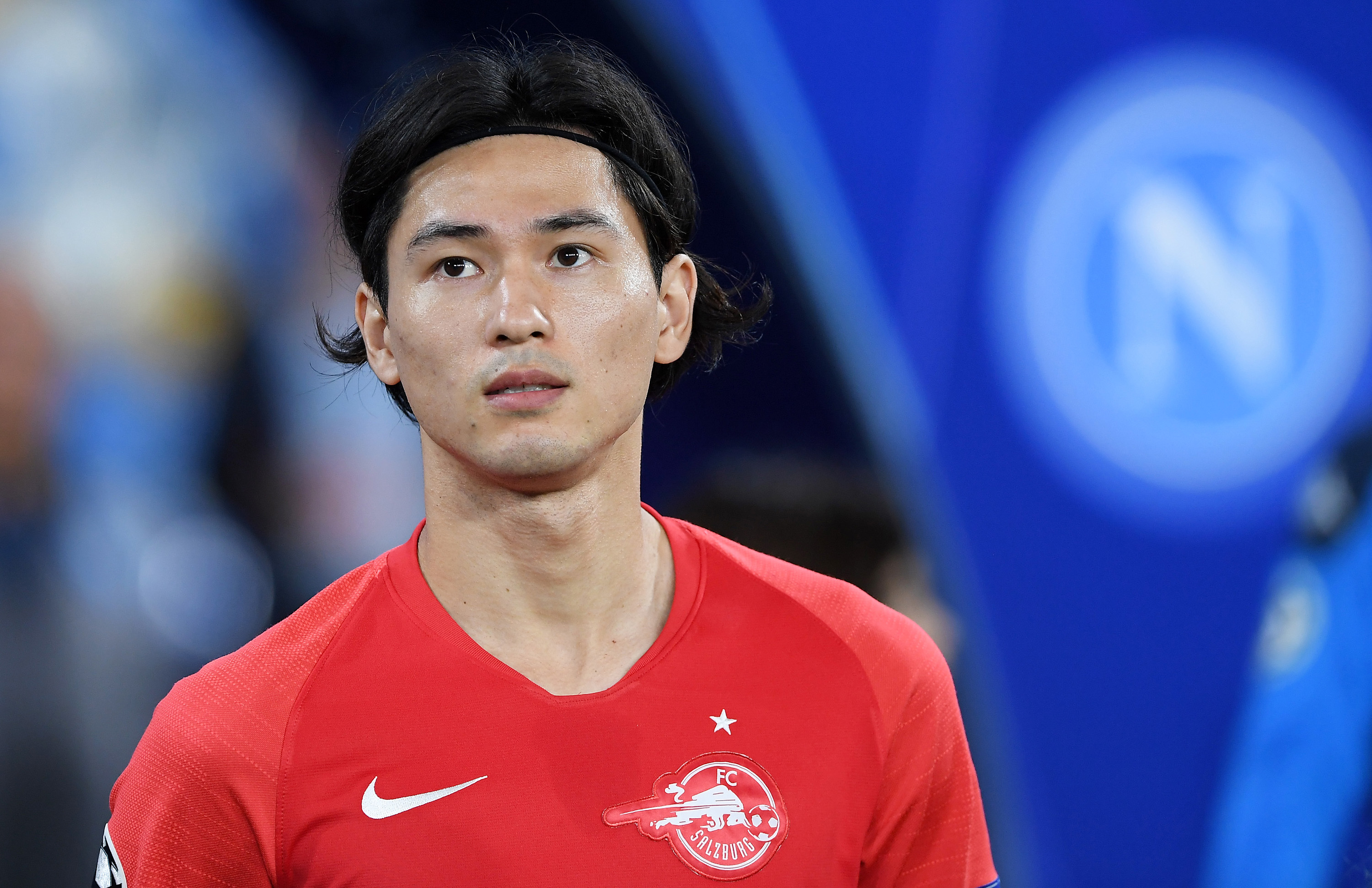 NAPLES, ITALY - NOVEMBER 05: Takumi Minamino of RB salzburg during the UEFA Champions League group E match between SSC Napoli and RB Salzburg at Stadio San Paolo on November 05, 2019 in Naples, Italy. (Photo by Francesco Pecoraro/Getty Images)