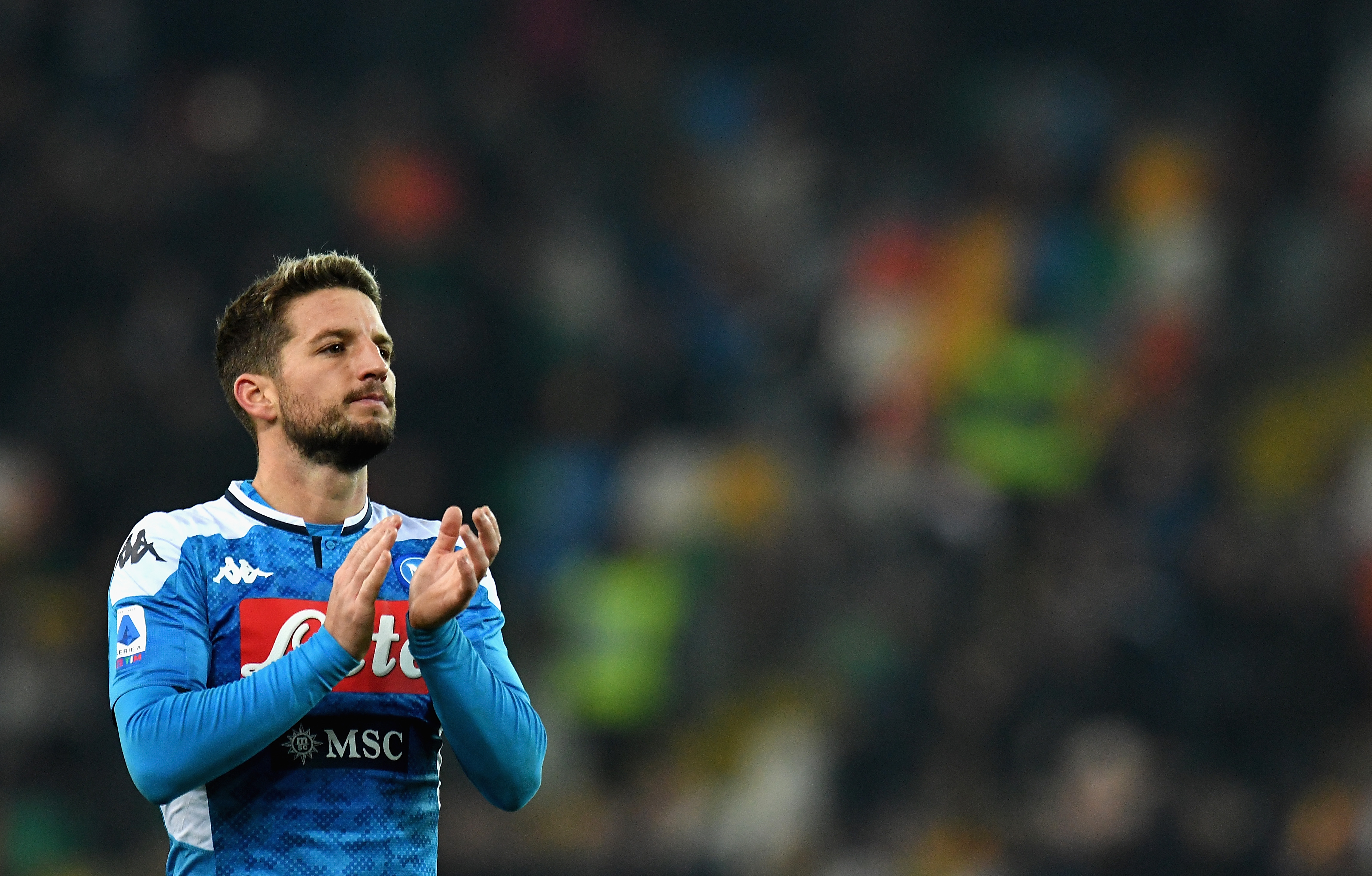 UDINE, ITALY - DECEMBER 07:  Dries Mertens of SSC Napoli greets his fans after the Serie A match between Udinese Calcio and SSC Napoli at Stadio Friuli on December 7, 2019 in Udine, Italy.  (Photo by Alessandro Sabattini/Getty Images)