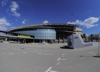 Exterior view taken on March 14, 2013 of the Camp Nou stadium in Barcelona.  AFP PHOTO / JOSEP LAGO        (Photo credit should read JOSEP LAGO/AFP via Getty Images)