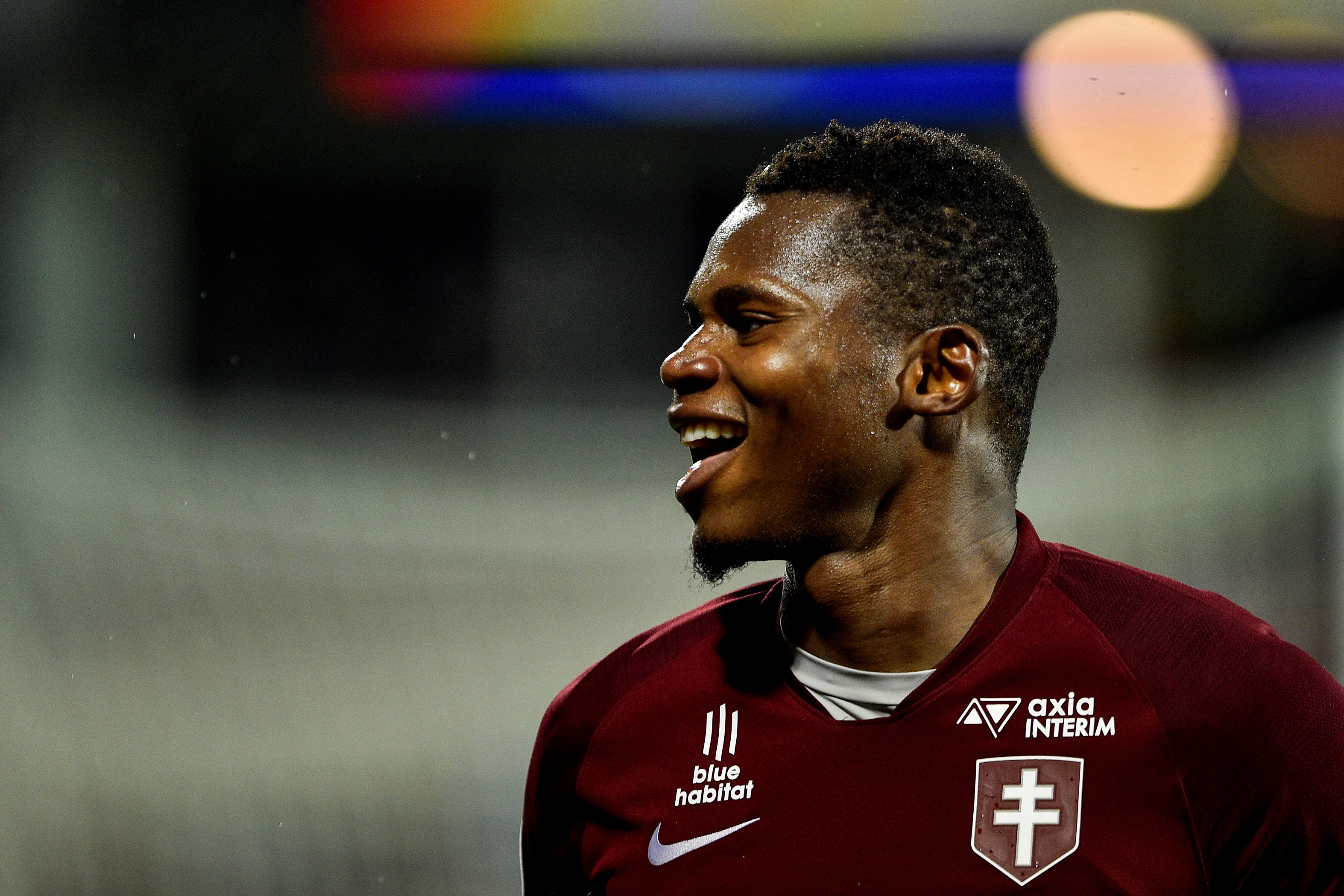 Metz' Senegalese forward Habib Diallo (C) celebrates after scoring during the French L1 football match between Metz (FCM) and Nantes (FCN) at Saint Symphorien stadium in Longeville-les-Metz, eastern France, on October 19, 2019. (Photo by JEAN-CHRISTOPHE VERHAEGEN / AFP) (Photo by JEAN-CHRISTOPHE VERHAEGEN/AFP via Getty Images)