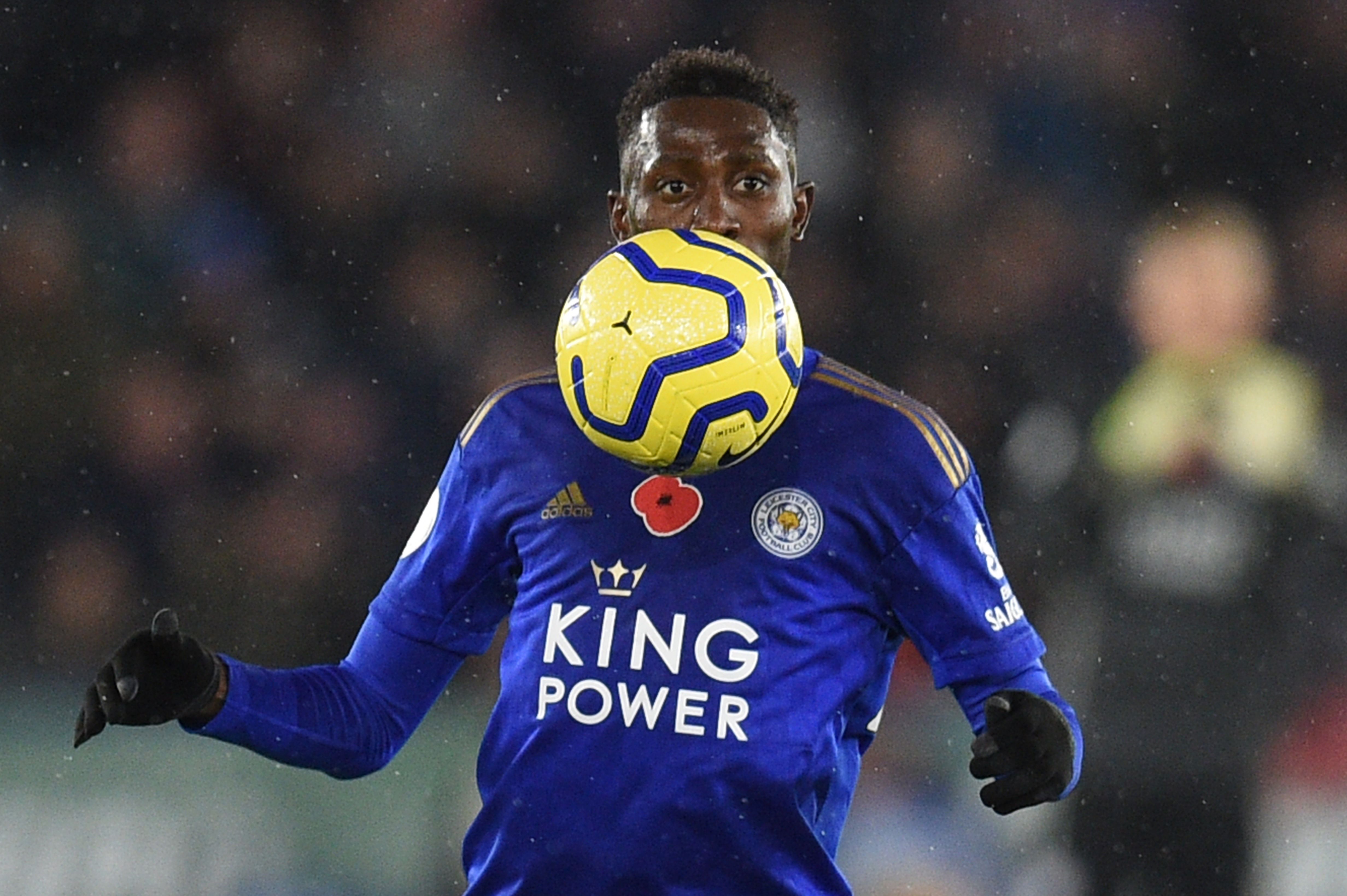 Leicester City's Nigerian midfielder Wilfred Ndidi controls the ball during the English Premier League football match between Leicester City and Arsenal at King Power Stadium in Leicester, central England on November 9, 2019. (Photo by Oli SCARFF / AFP) / RESTRICTED TO EDITORIAL USE. No use with unauthorized audio, video, data, fixture lists, club/league logos or 'live' services. Online in-match use limited to 120 images. An additional 40 images may be used in extra time. No video emulation. Social media in-match use limited to 120 images. An additional 40 images may be used in extra time. No use in betting publications, games or single club/league/player publications. /  (Photo by OLI SCARFF/AFP via Getty Images)