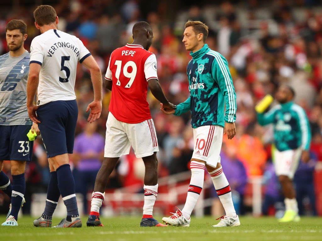 Mesut Ozil's exile from the team should continue, but Nicolas Pepe is likely to start for Arsenal against Watford. (Photo by Julian Finney/Getty Images)