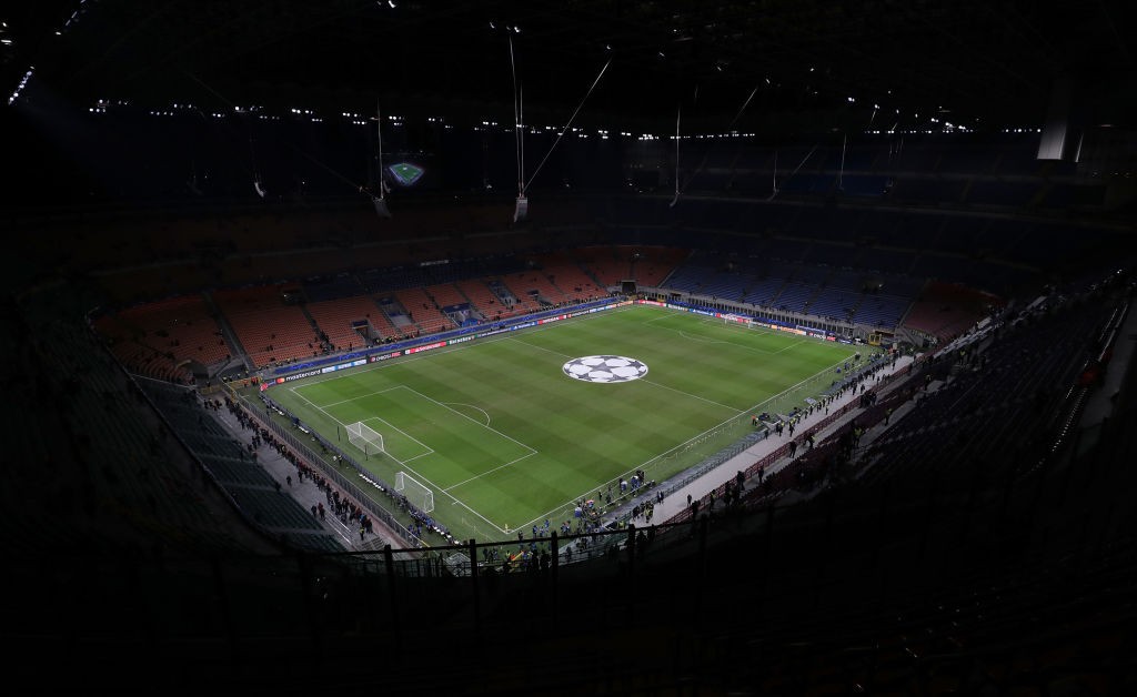 MILAN, ITALY - DECEMBER 10: A general view inside the stadium prior to the UEFA Champions League group F match between FC Internazionale and FC Barcelona at Giuseppe Meazza Stadium on December 10, 2019 in Milan, Italy. (Photo by Emilio Andreoli/Getty Images)