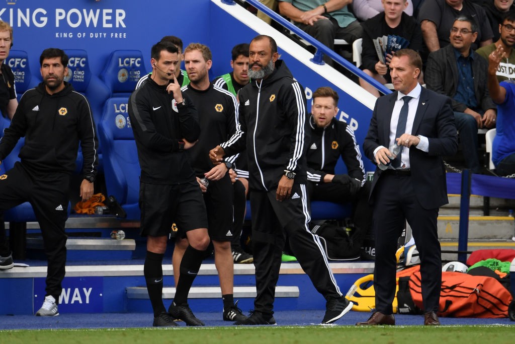 LEICESTER, ENGLAND - AUGUST 11: Nuno Espirito Santo, Manager of Wolverhampton Wanderers looks on during the Premier League match between Leicester City and Wolverhampton Wanderers at The King Power Stadium on August 11, 2019 in Leicester, United Kingdom. (Photo by Ross Kinnaird/Getty Images)