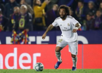 VALENCIA, SPAIN - FEBRUARY 22: Marcelo Vieira da Silva of Real Madrid runs with the ball during the Liga match between Levante UD and Real Madrid CF at Ciutat de Valencia on February 22, 2020 in Valencia, Spain. (Photo by Eric Alonso/Getty Images)