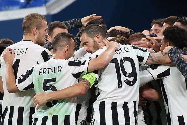 Juventus team celebrating. (Photo by Kirill Venediktov/UEFA/Wikimedia)
